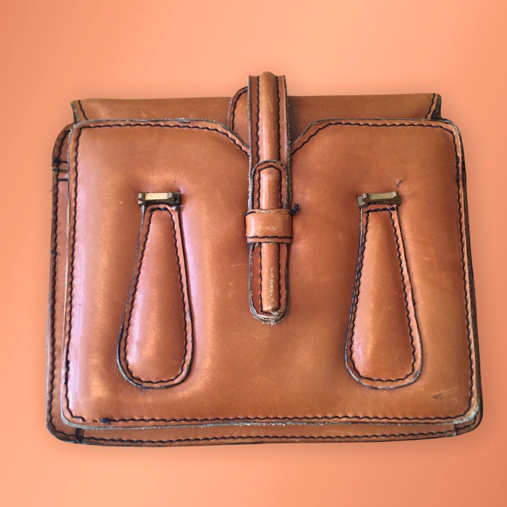 70s leather clutch